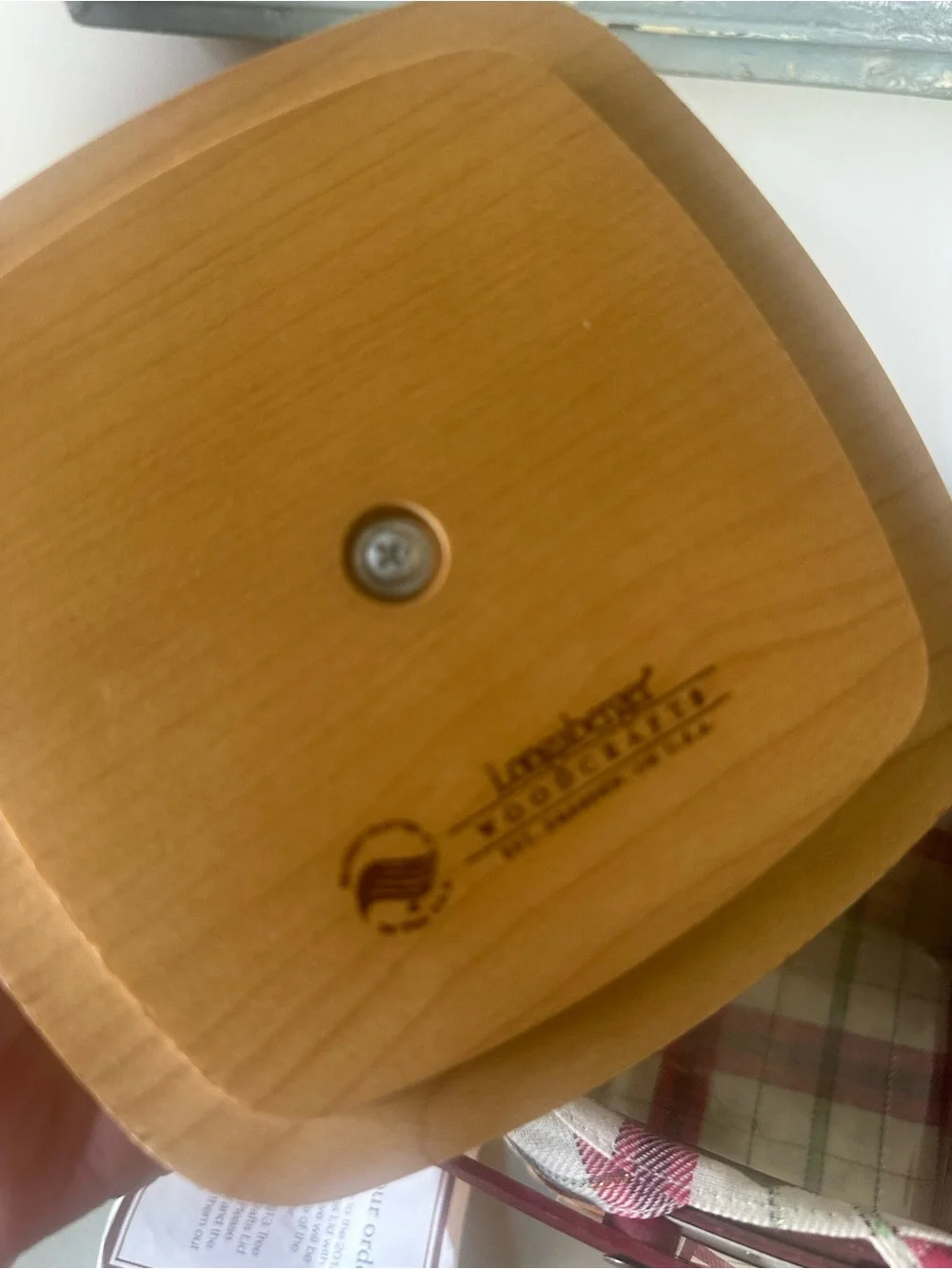 Longaberger my small plaid tidings tree trimming basket bow lid